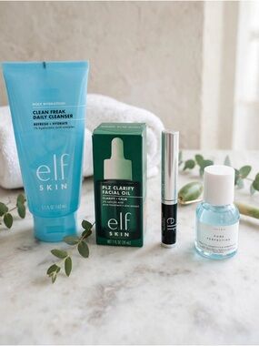 e.l.f. Skin Clean Freak Daily Cleanser & Plz Clarify Facial Oil - facial lot x 4